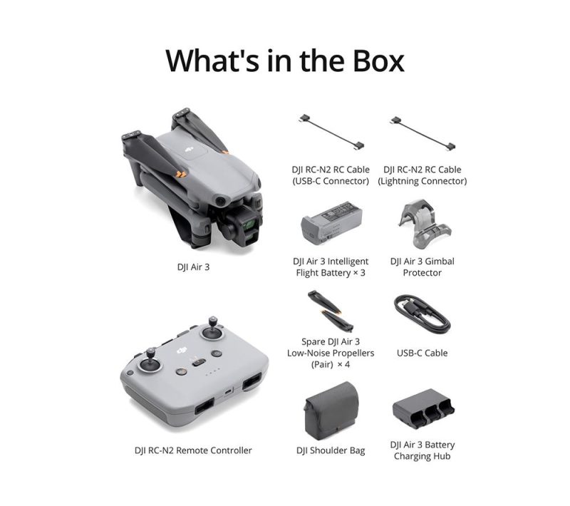 DJI Air 3 Drone Fly More-RC-N2 Remote Controller - Grey