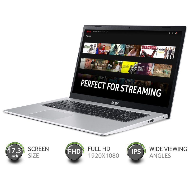 Acer Aspire 3 17.3in i3 8GB 1TB - Silver — 17.3" IPS, Intel i3 1115G4 processor., 8 GB RAM, 1TB
