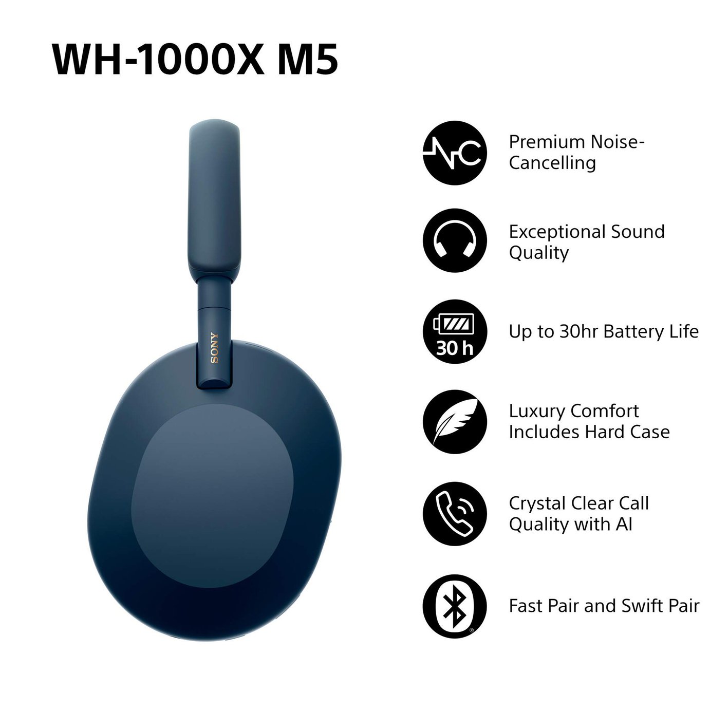 Sony WH1000XM5 Wireless Noise Cancelling Bluetooth Headphones (Over-Ear) - Image 3
