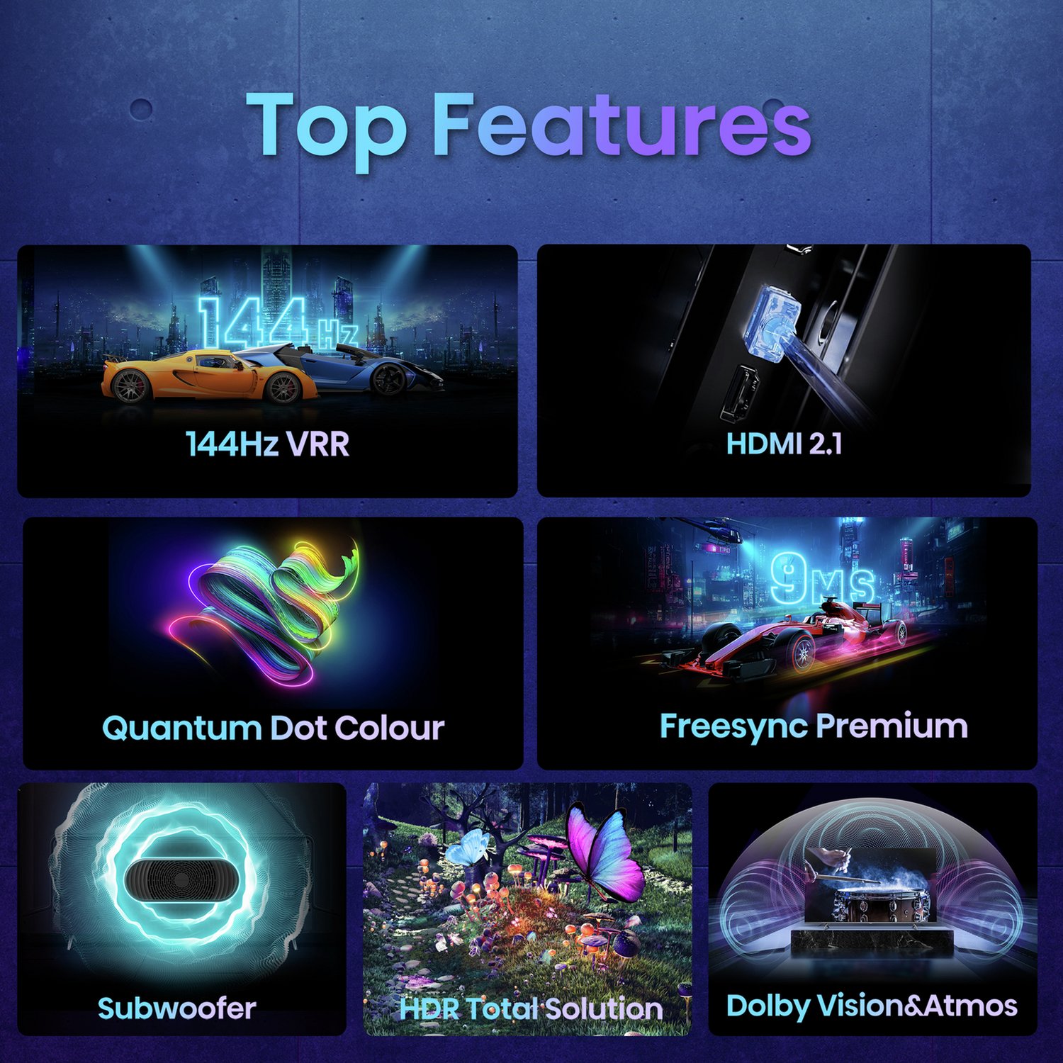 Hisense 65Inch 65E7KQTUK PRO Smart 4K HDR QLED Freeview TV - Image 5