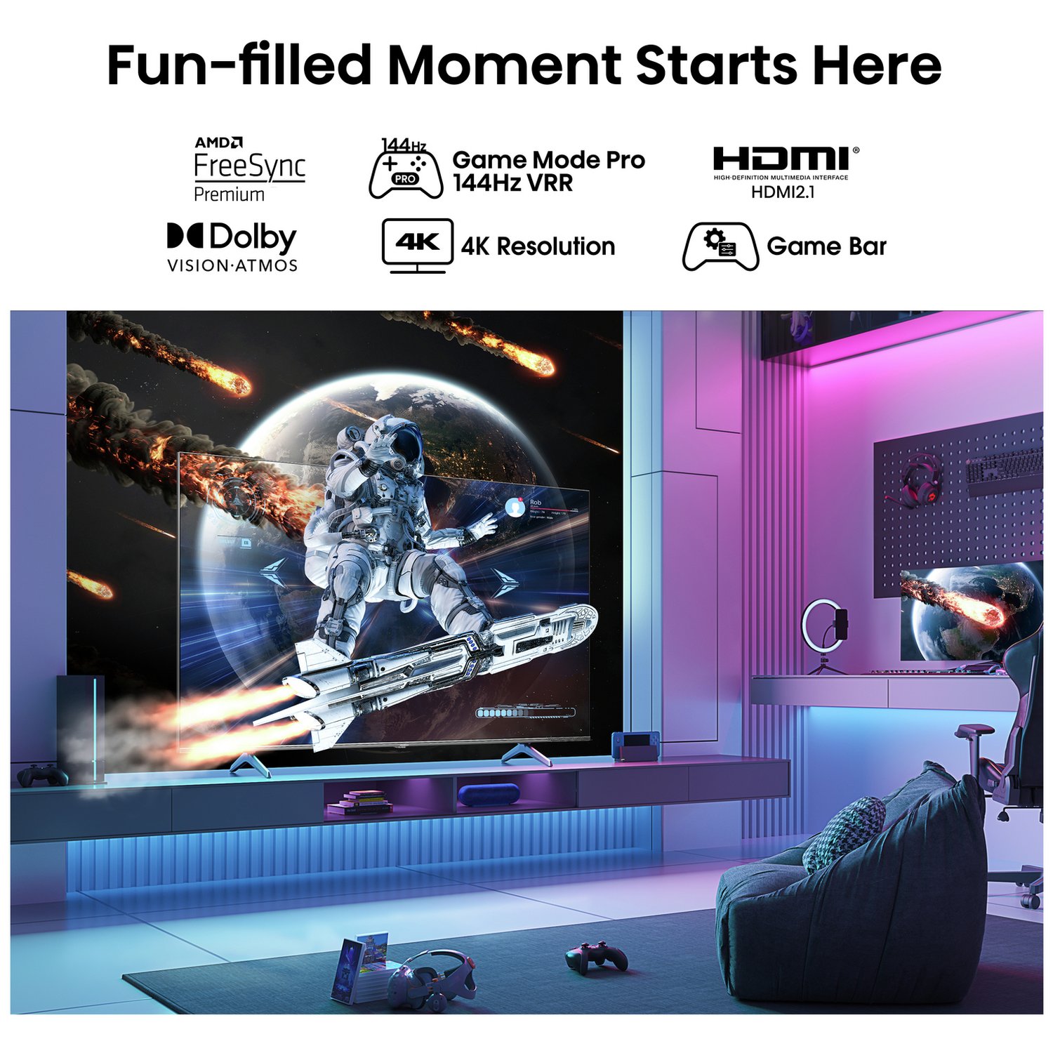 Hisense 65Inch 65E7KQTUK PRO Smart 4K HDR QLED Freeview TV - Image 6