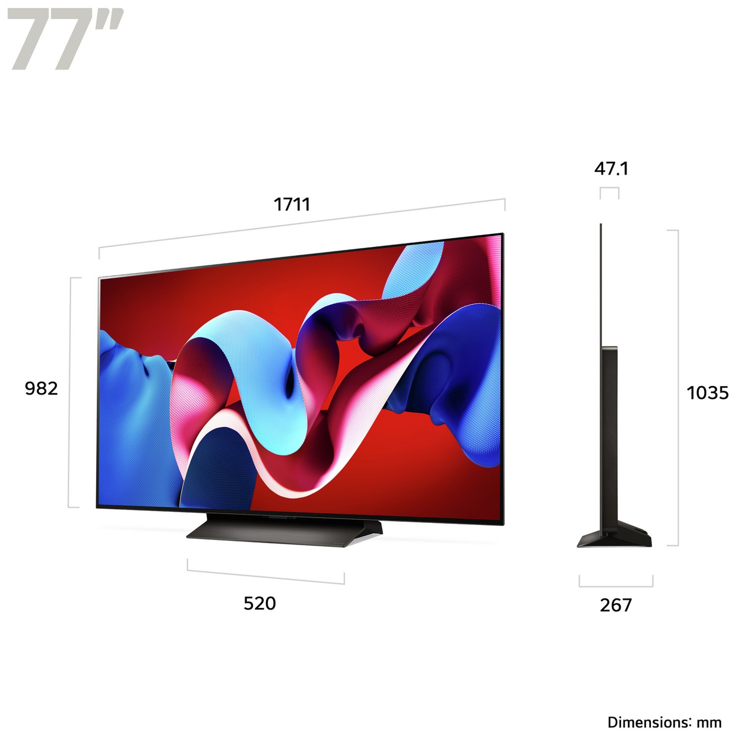 LG 77 Inch OLED77C44LA Smart 4K UHD HDR OLED TV - Image 2