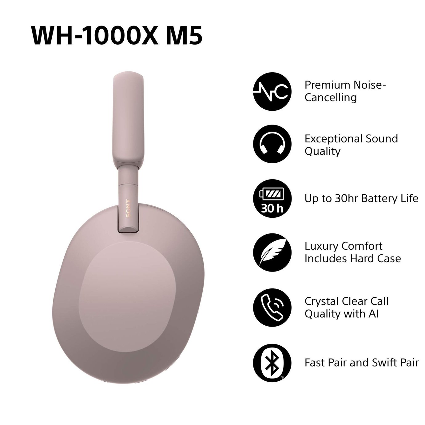 Sony WH1000XM5 Wireless Noise Cancelling Bluetooth Headphones (Over-Ear) - Image 3