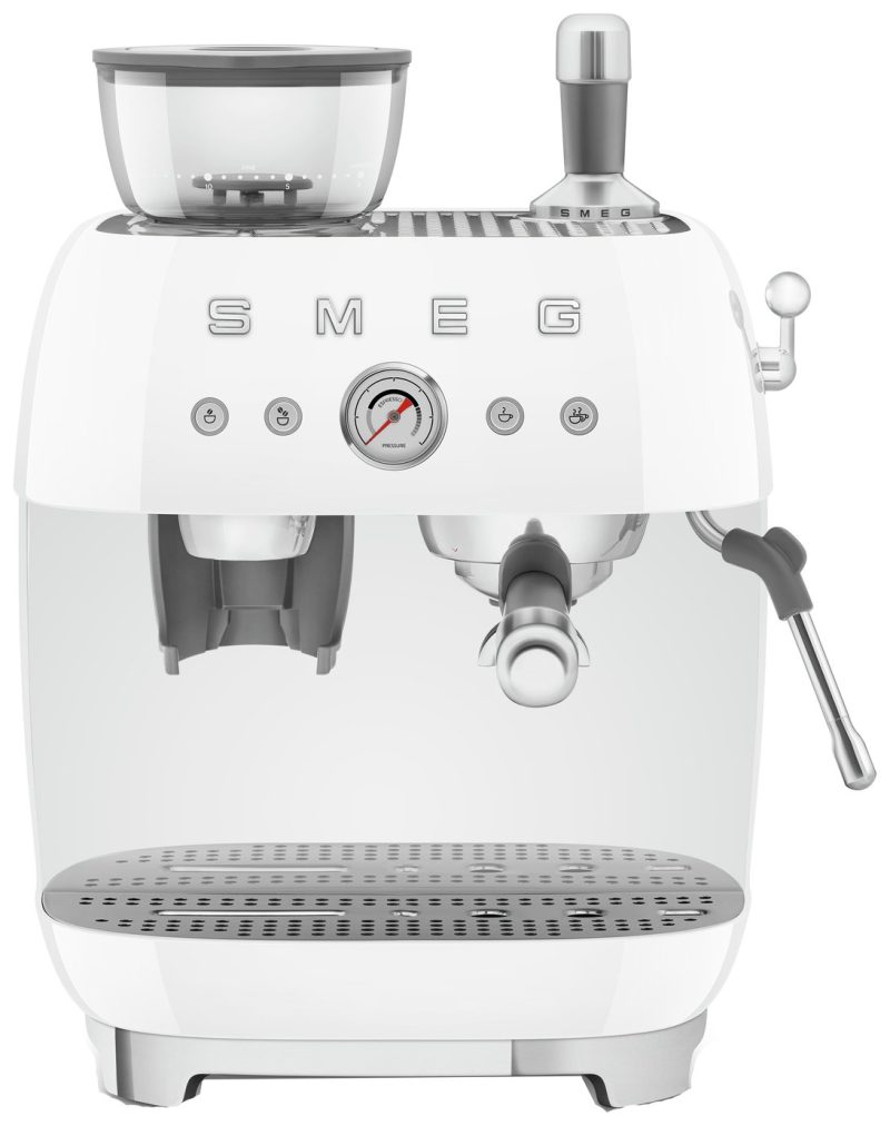 Smeg EGF03WHUK Espresso Coffee Machine with Grinder - White