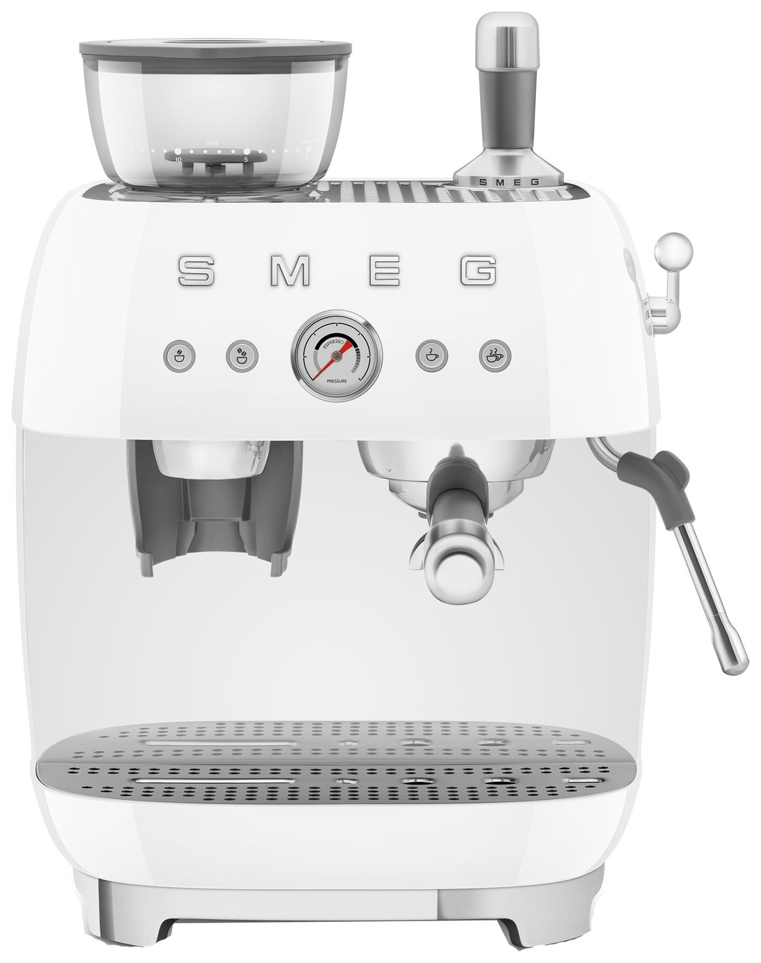 Smeg EGF03WHUK Espresso Coffee Machine with Grinder - White - Image 1