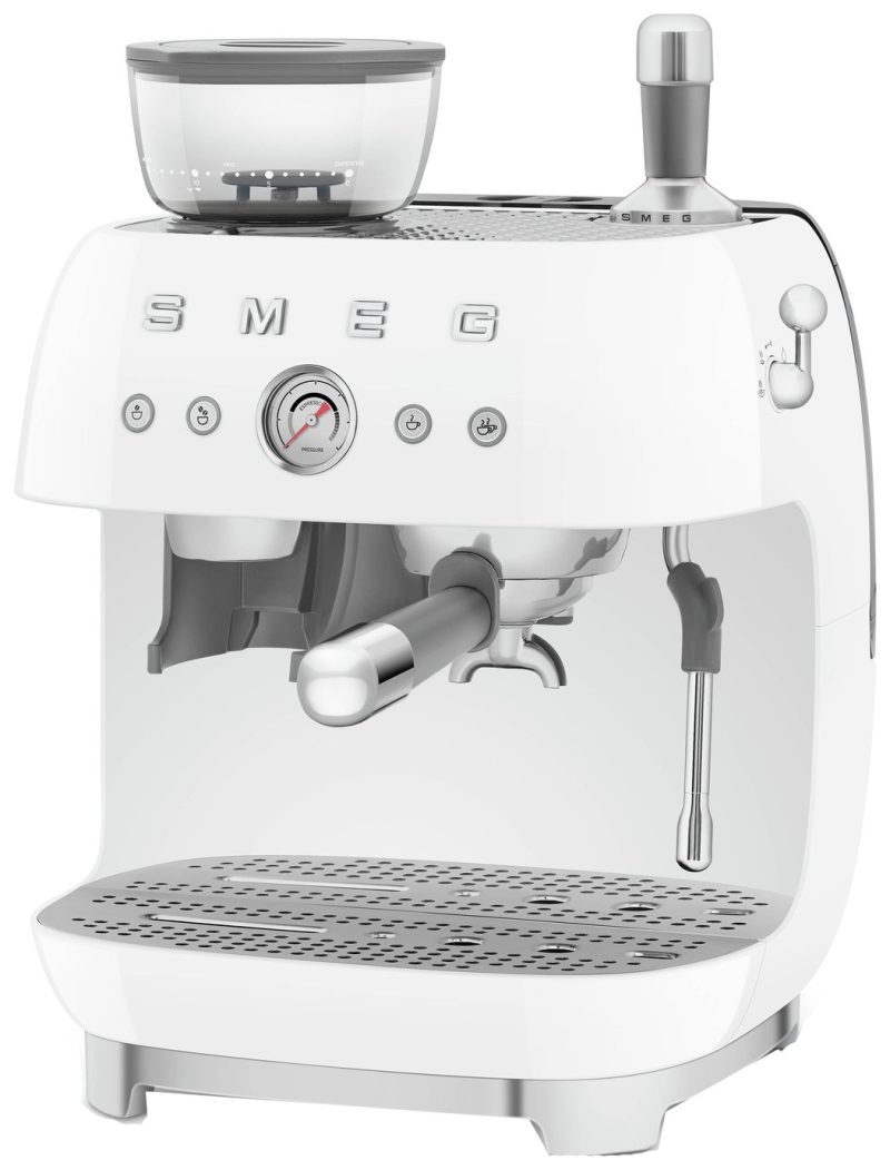 Smeg EGF03WHUK Espresso Coffee Machine with Grinder - White