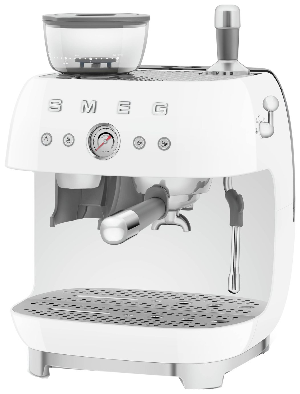 Smeg EGF03WHUK Espresso Coffee Machine with Grinder - White - Image 2