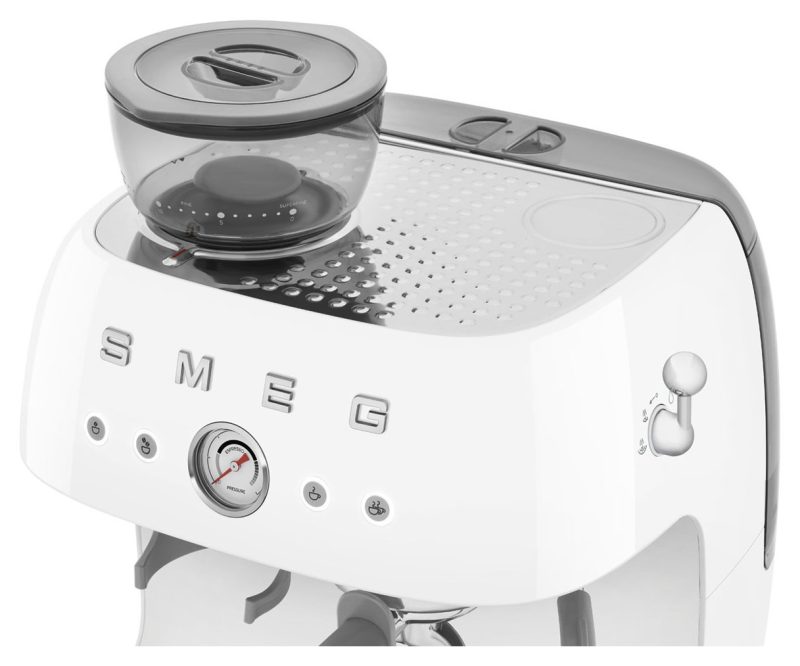 Smeg EGF03WHUK Espresso Coffee Machine with Grinder - White