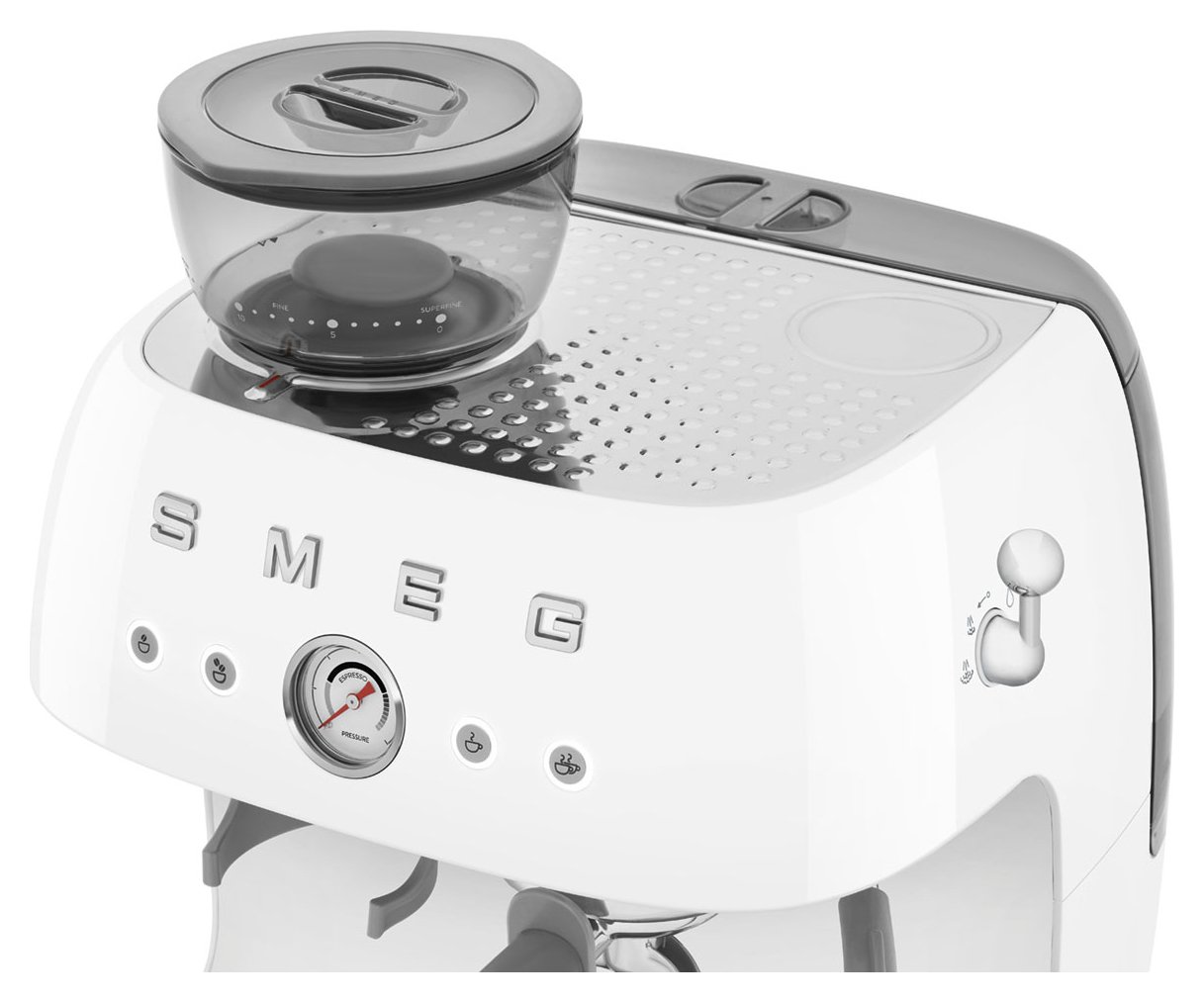 Smeg EGF03WHUK Espresso Coffee Machine with Grinder - White - Image 7