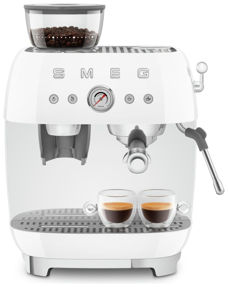 Smeg EGF03WHUK Espresso Coffee Machine with Grinder - White