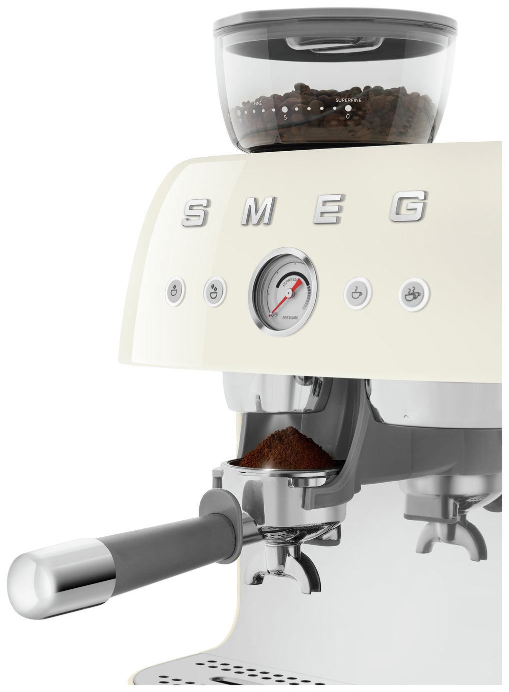 Smeg EGF03CRUK Espresso Coffee Machine with Grinder - Cream - Image 7