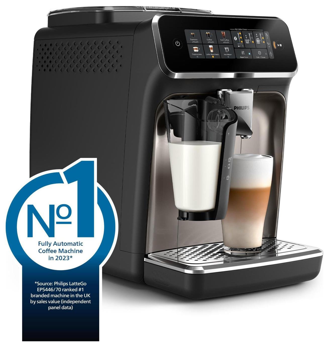 Philips 3300 Series LatteGo Bean to Cup Coffee Machine-Black - Image 2