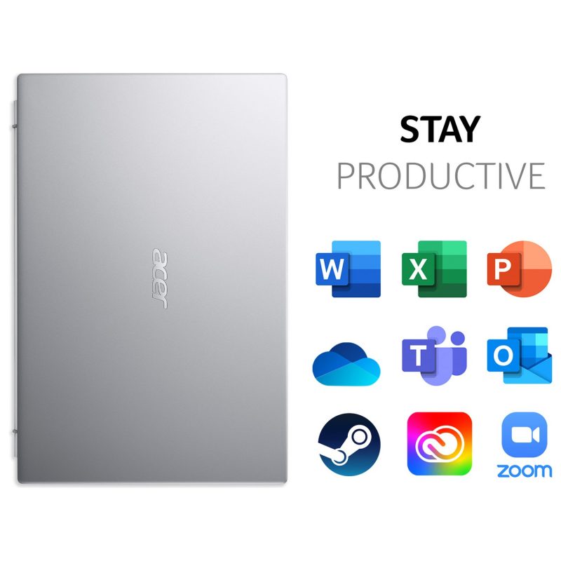 Acer Aspire 3 15.6in i3 8GB 256GB - Silver — 15.6" TN, Intel i3 1115G4 processor., 8 GB RAM, 256GB