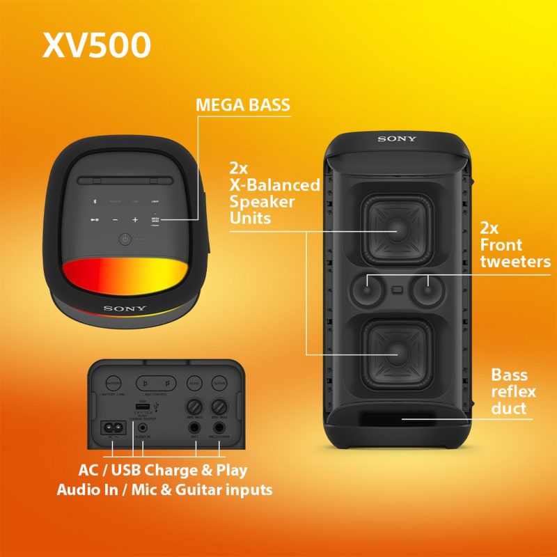 Sony SRS XV500 Bluetooth Portable Party Speaker - Black