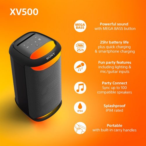 Sony SRS XV500 Bluetooth Portable Party Speaker - Black - Image 2