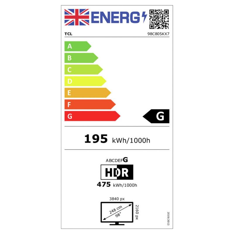 TCL 98 Inch 98C805K Smart 4K Ultra HD HDR Mini LED TV