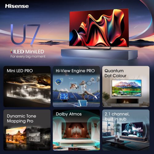 Hisense 100 Inch 100U7NQTUK Smart 4K UHD HDR ULED Freely TV - Image 4
