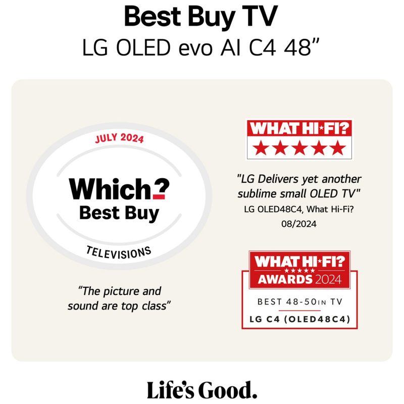 LG 48 Inch OLED48C44LA Smart 4K UHD HDR OLED Freeview TV