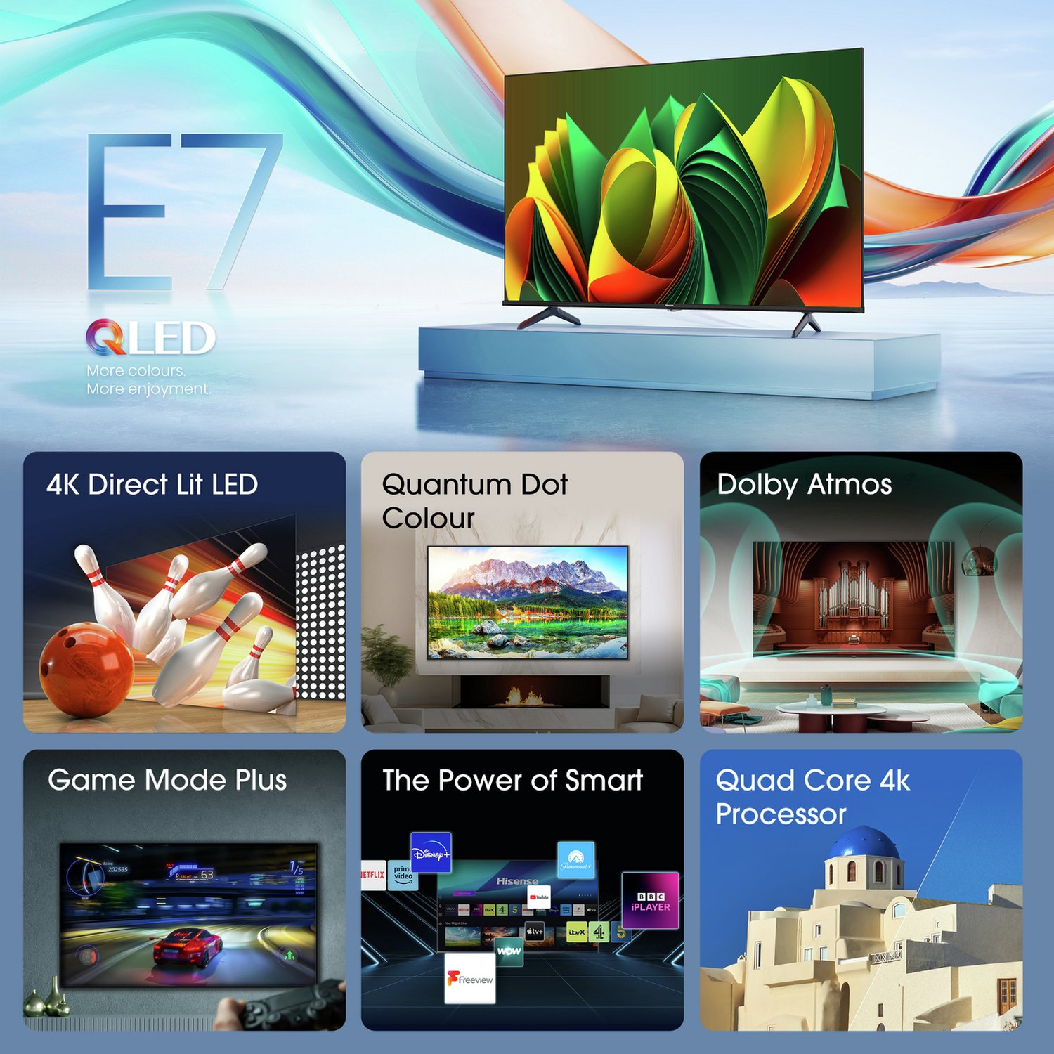 Hisense 55 Inch 55E78NQTUK Smart 4K HDR UHD QLED Freely TV - Image 4