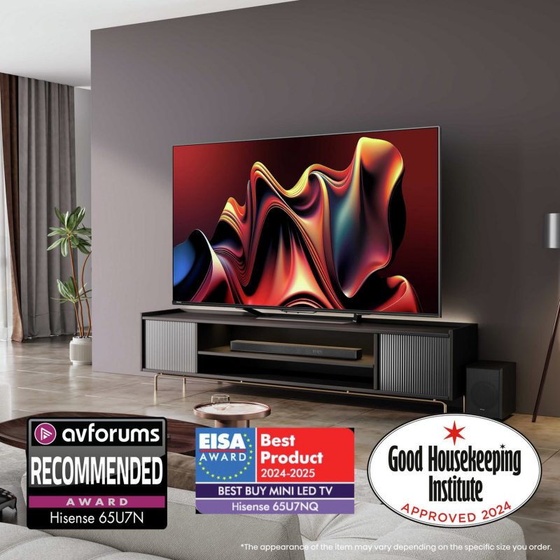 Hisense 55 In 55U7NQTUK Smart 4K UHD HDR Mini LED Freely TV