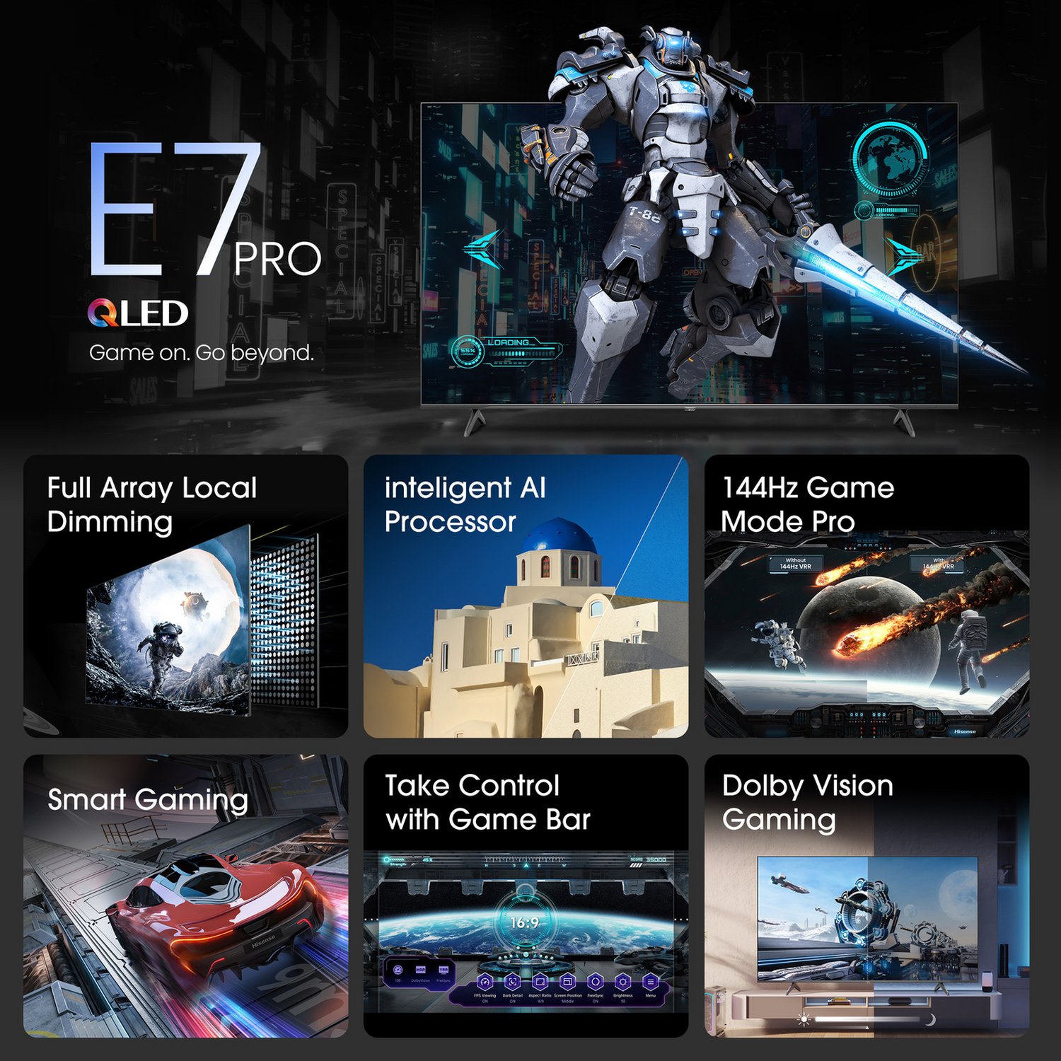 Hisense 75 Inch 75E7NQTUK PRO Smart 4K UHD QLED Freely TV - Image 5