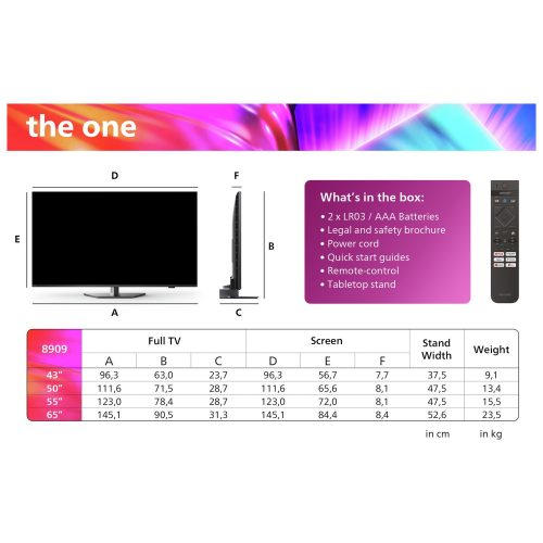 Philips 65 Inch 65PUS8909 Smart 4K UHD HDR LED Freeview TV - Image 3