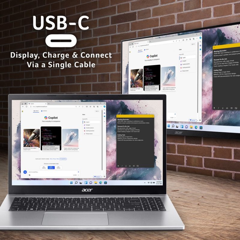Acer Aspire Go 15 15.6in Ryzen 7 16GB 512GB - Silver — 15.6" TN, AMD Ryzen 7 5825U processor., Radeon graphics card., 16