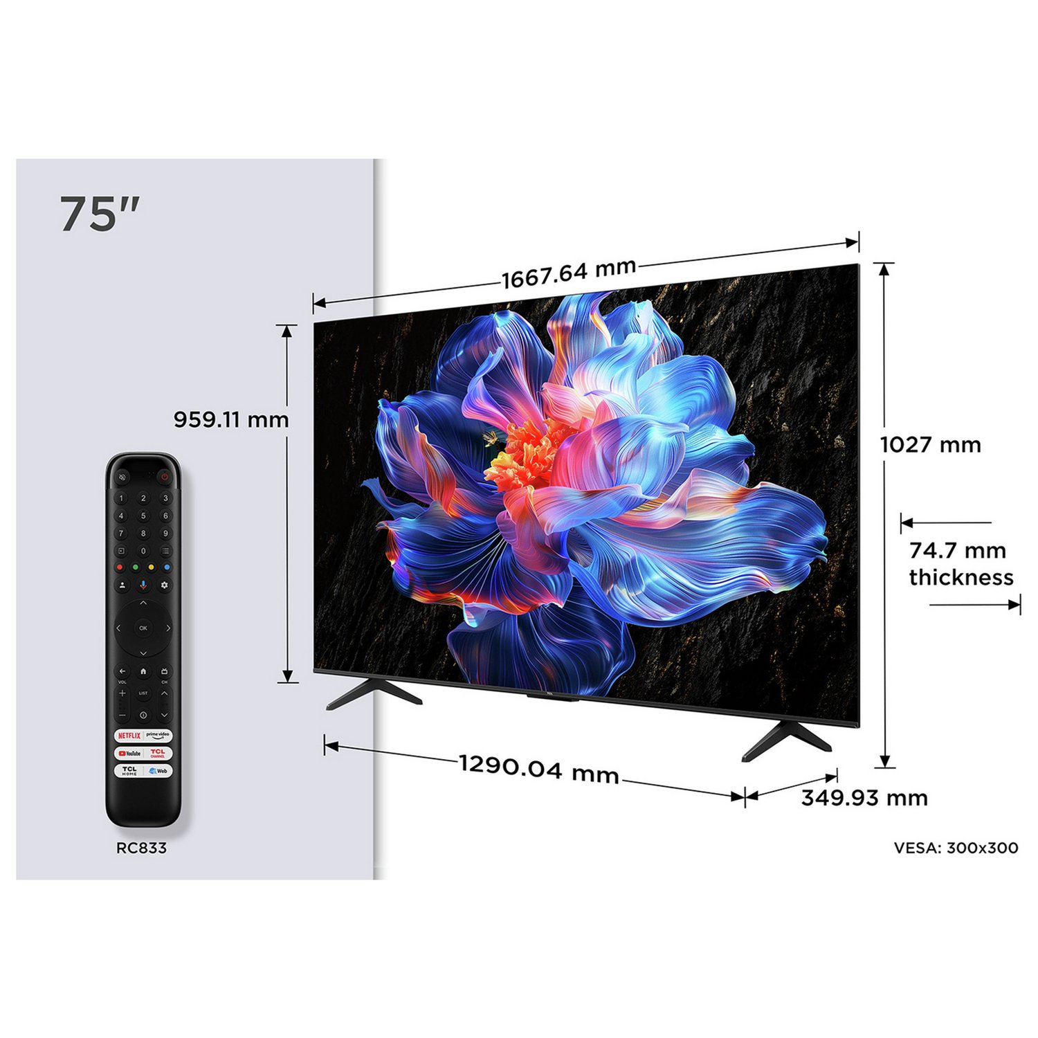 TCL 75 Inch 75V6C-UK Smart 4K UHD HDR LED TV - Image 3