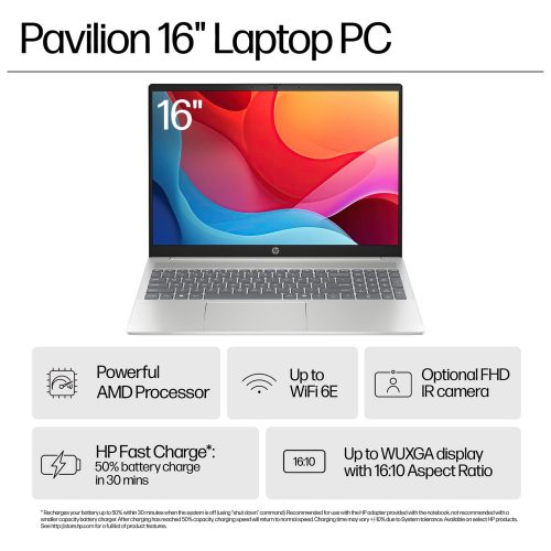 HP Pavilion 16-ag0006na 16in Ryzen 5 8GB 512GB Silver - Image 4