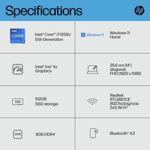 HP 14s-dq5014na 14in i7 8GB 512GB Laptop - Image 4
