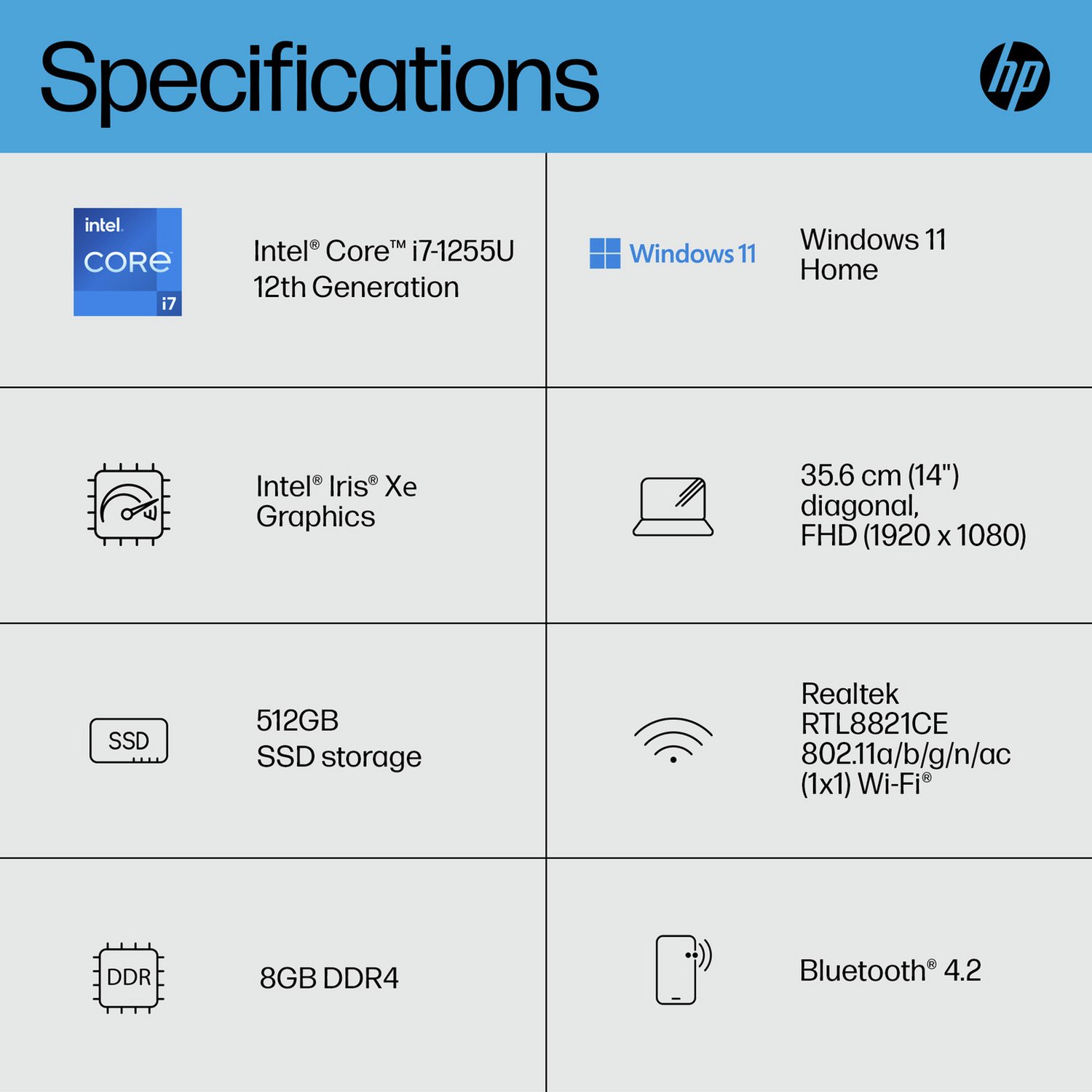 HP 14s-dq5014na 14in i7 8GB 512GB Laptop - Image 4