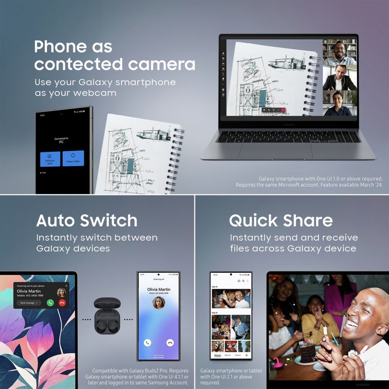 Samsung Galaxy Book4 15.6in i5 8GB 512GB - Grey — 15.6", Intel i5 i5-1335U processor., 8 GB RAM, 512GB