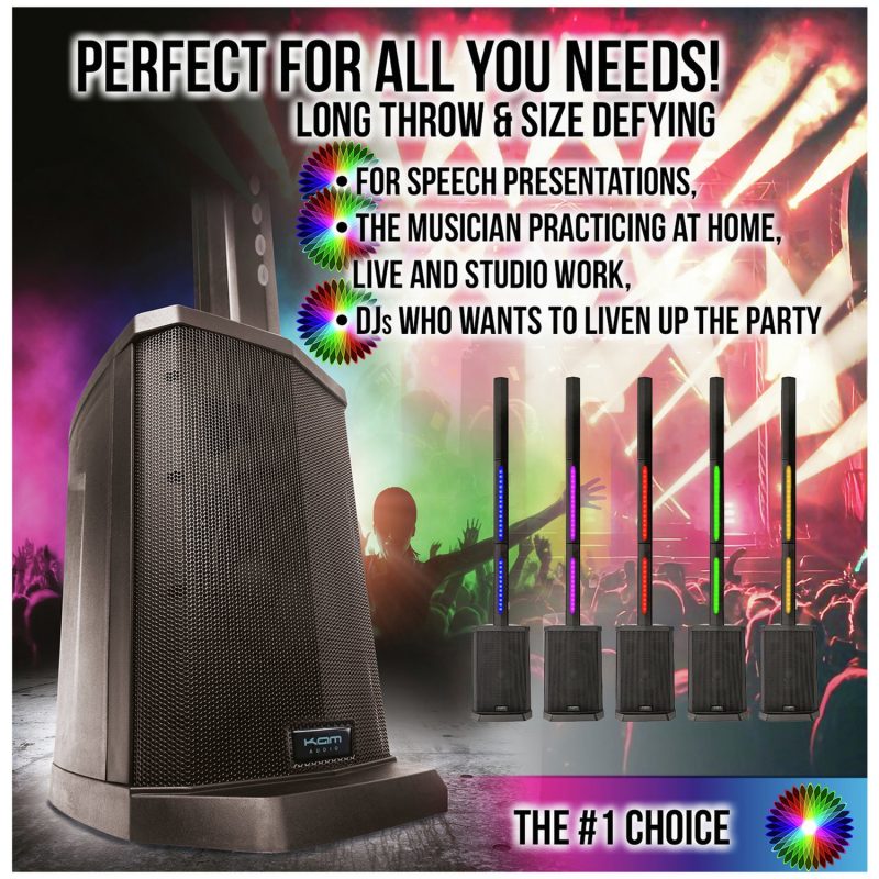 KAM KMPA600 Compact Tower PA System with Lighting - 240W