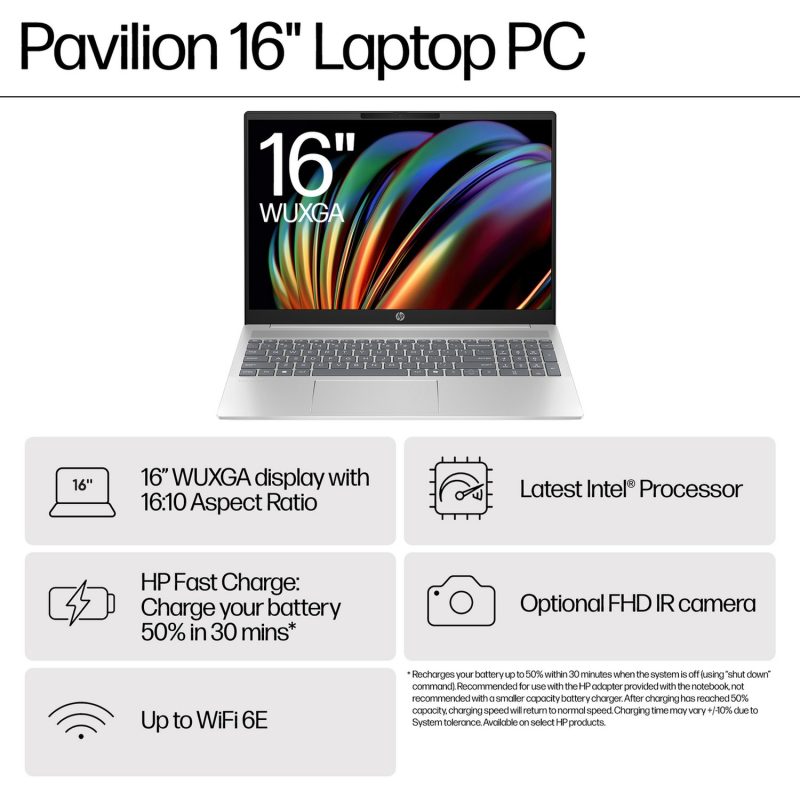 HP Pavilion 16 16in Ultra 7 16GB 1TB - Silver — 16" IPS, Intel Ultra 7 155U processor., 16 GB RAM, 1TB