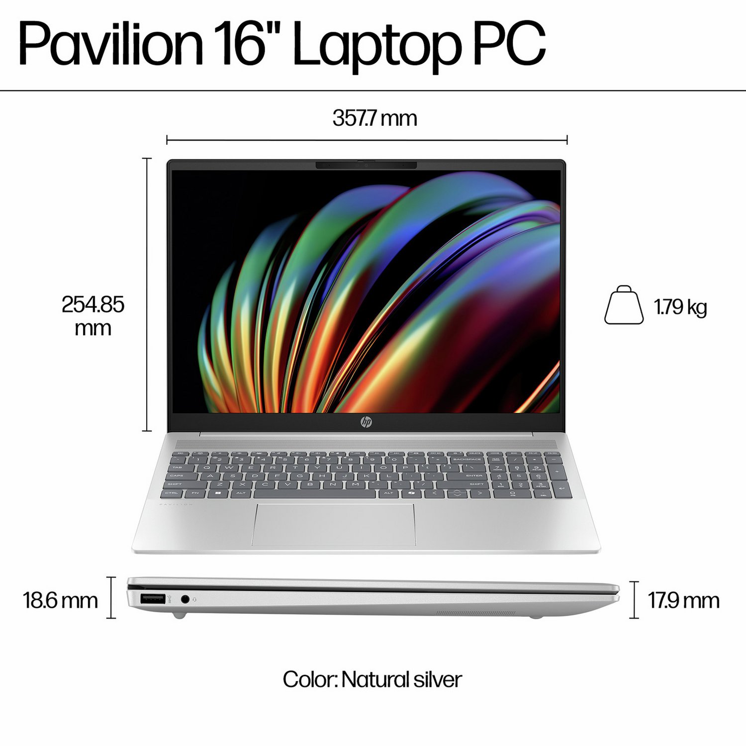 HP Pavilion 16 16in Ultra 7 16GB 1TB - Silver — 16" IPS, Intel Ultra 7 155U processor., 16 GB RAM, 1TB - Image 10