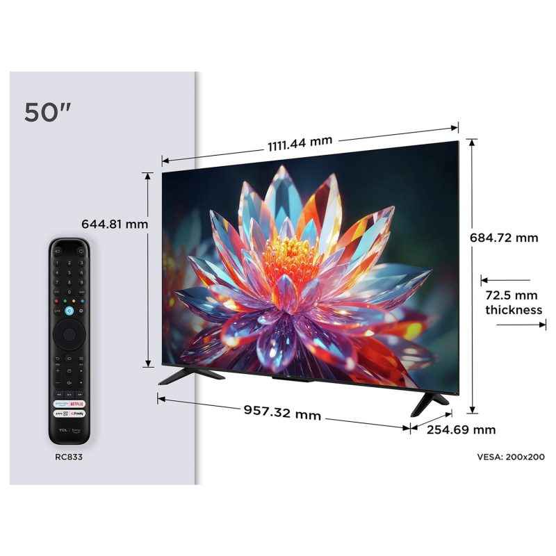 TCL 50 Inch 50T6C Smart 4K UHD HDR QLED Freely TV