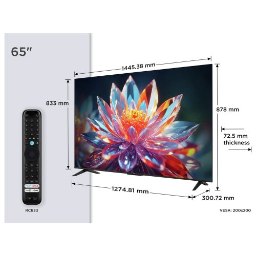TCL 65 Inch 65T6C Smart 4K UHD HDR QLED Freely TV - Image 2
