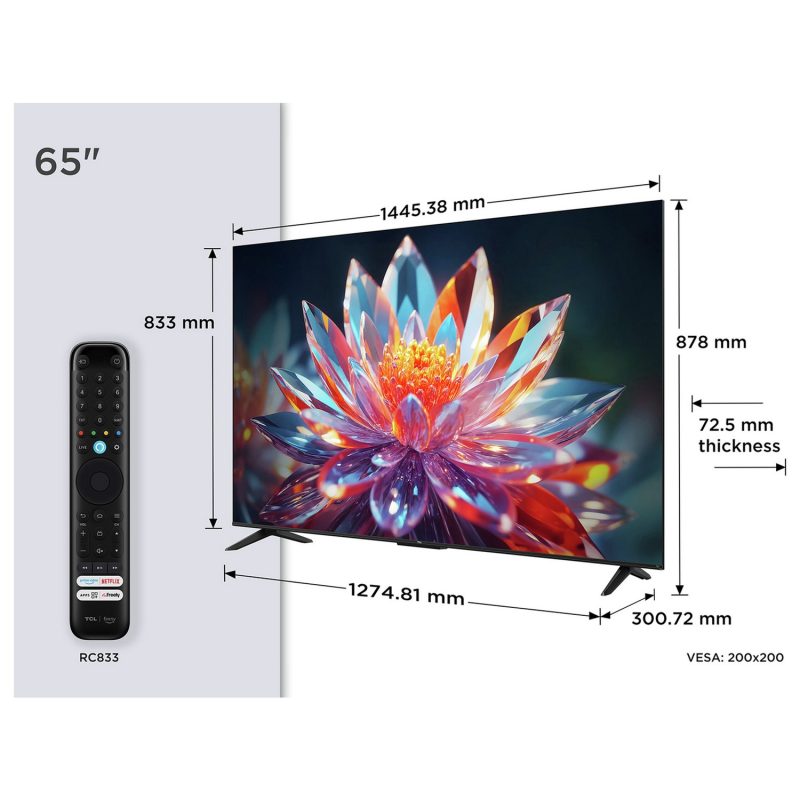 TCL 65 Inch 65T6C Smart 4K UHD HDR QLED Freely TV