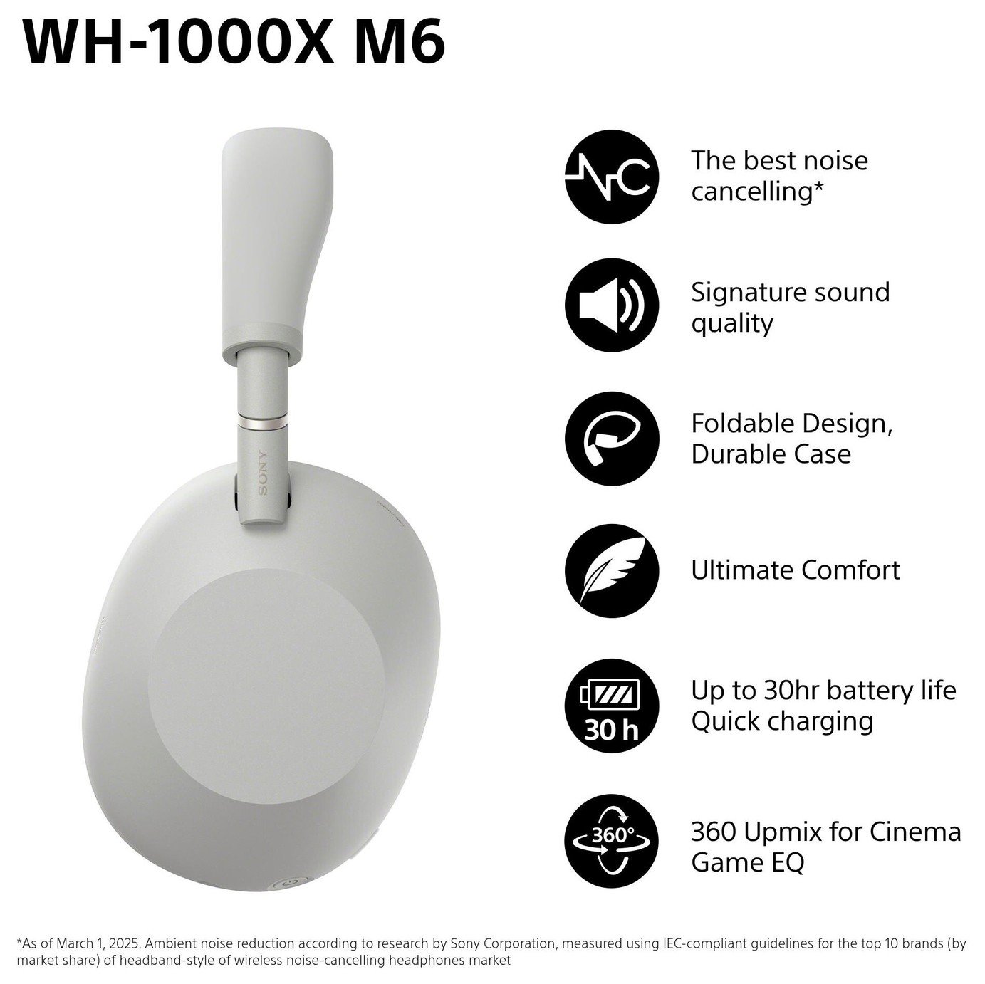 Sony WH1000XM6 Wireless Noise Cancelling Bluetooth Headphones (Over-Ear) - Image 3