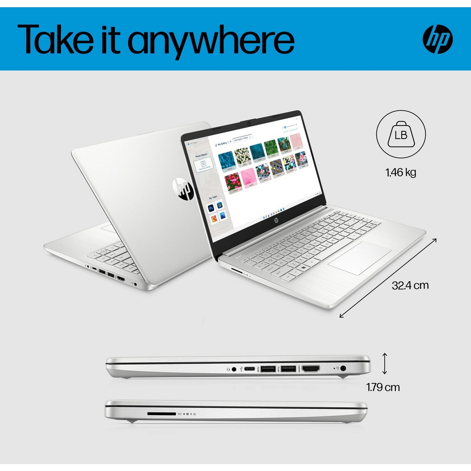 HP 14s-dq5018na 14in i5 16GB 512GB - Silver - Image 3