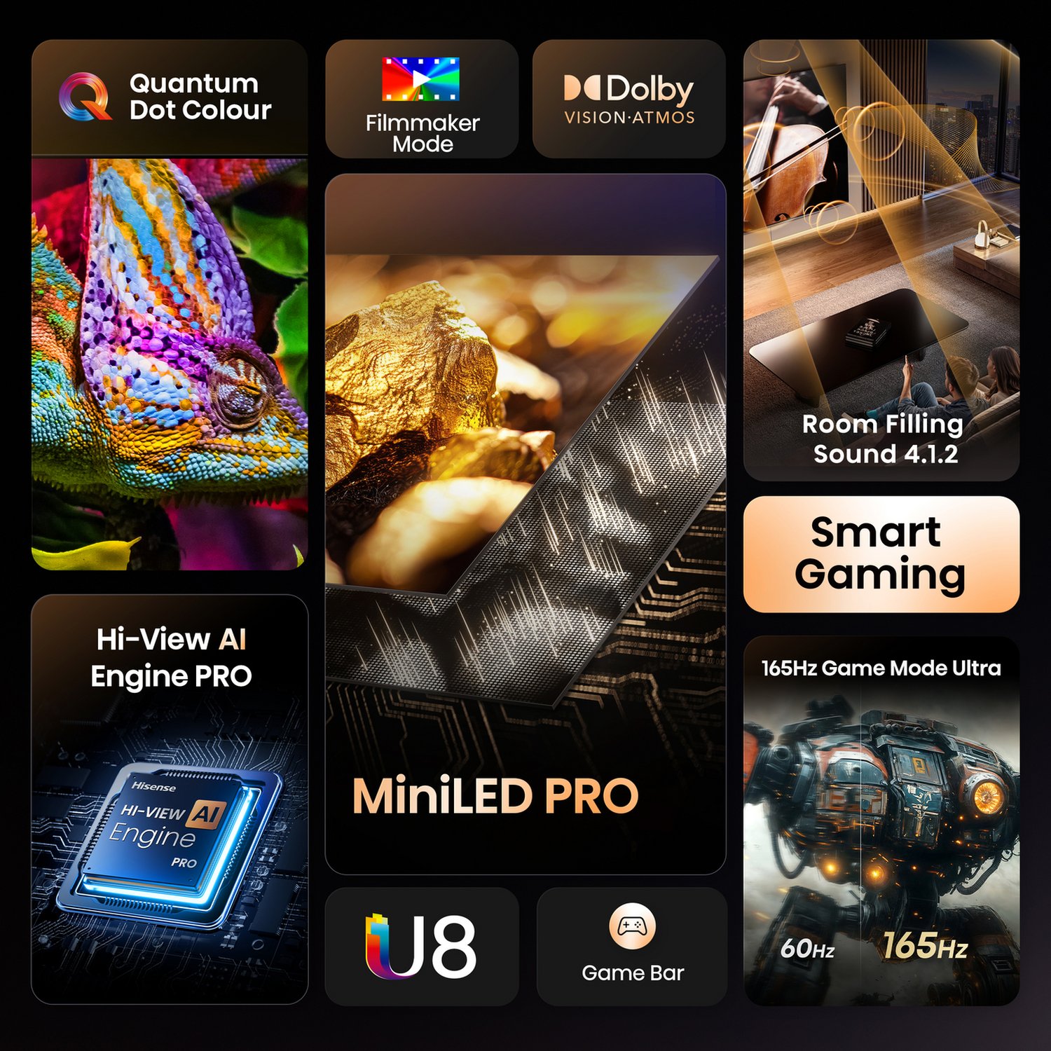 Hisense 65inch 65U8QTUK Smart AI 4K UHD HDR Mini LED TV - Image 3