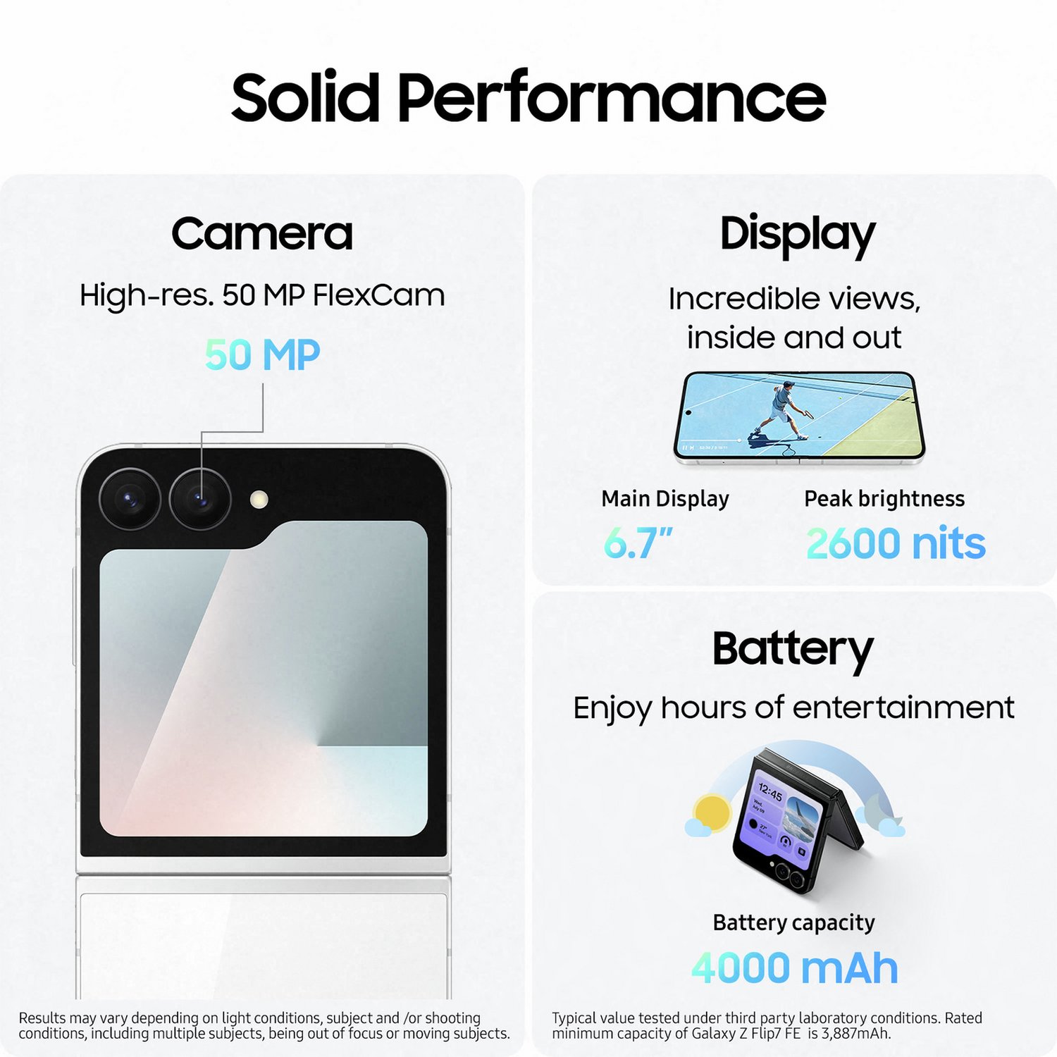 Samsung Galaxy Z Flip7 FE 5G 128GB AI Phone - Black — 128GB, 6.7" Dynamic AMOLED 2X, 5G (Black) - Image 3