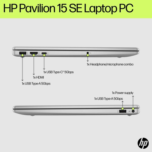 HP BM2W8EA 15.6in i3 8GB 512GB - Silver — 15.6" SVA, Intel i3 N305 processor., 8 GB RAM, 512GB - Image 6