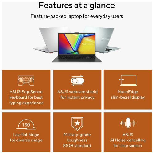 ASUS Vivobook Go 15 15.6in R5 8GB 512GB - Silver — 15.6" IPS, AMD Ryzen 5 7520U processor., Radeon ., 8 GB RAM, 512GB - Image 14