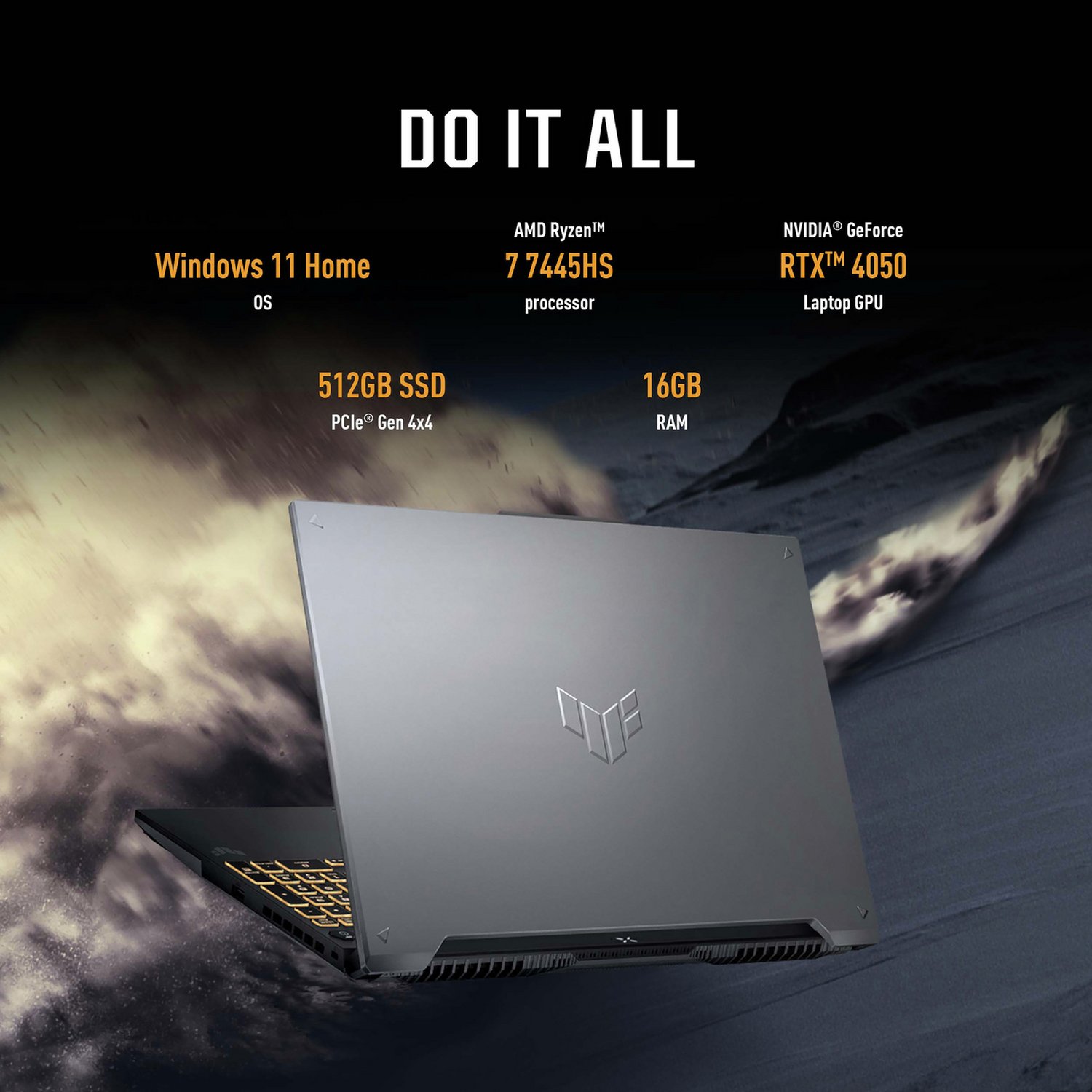 ASUS TUF AI 16in Ryzen 7 16GB 512GB RTX4050 Laptop - Image 8