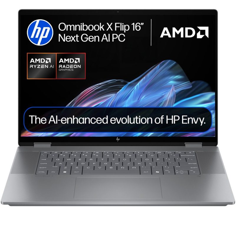 HP OmniBook X Flip 16in Ryzen AI 7 16GB 1TB - Grey — 16" OLED, Radeon 860M graphics card., 16 GB RAM, 1TB