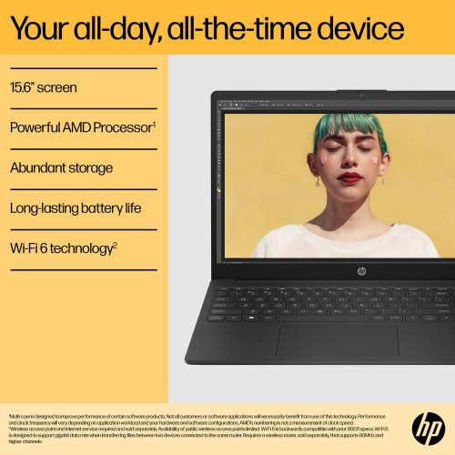 HP BM2U1EA 15.6in AMD R3 8GB 256GB - Black - Image 2