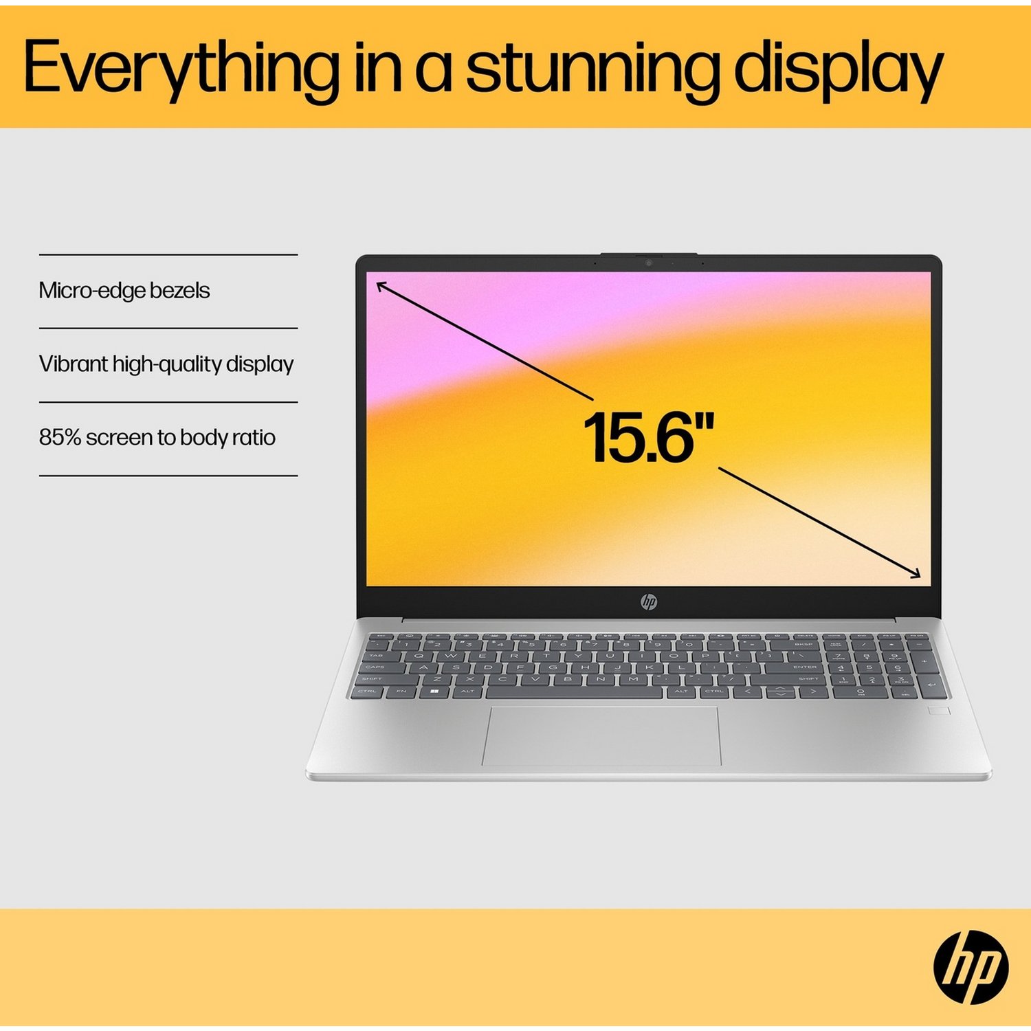 HP BM2U3EA 15.6in R5 16GB 512GB - Silver — 15.6" SVA, AMD Ryzen 5 7520U processor., Radeon ., 16 GB RAM, 512GB - Image 4