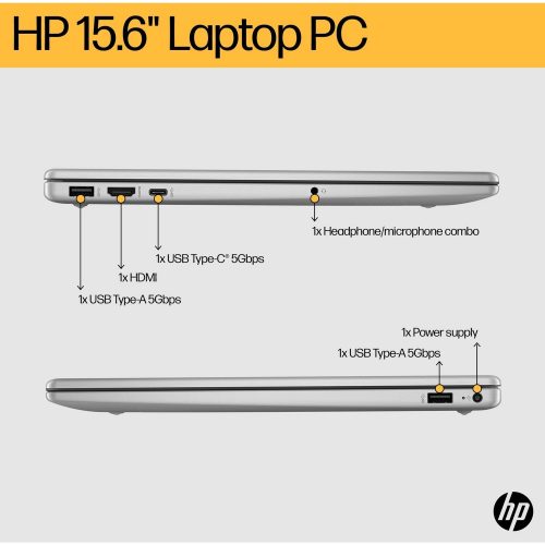 HP BM2U3EA 15.6in R5 16GB 512GB - Silver — 15.6" SVA, AMD Ryzen 5 7520U processor., Radeon ., 16 GB RAM, 512GB - Image 5