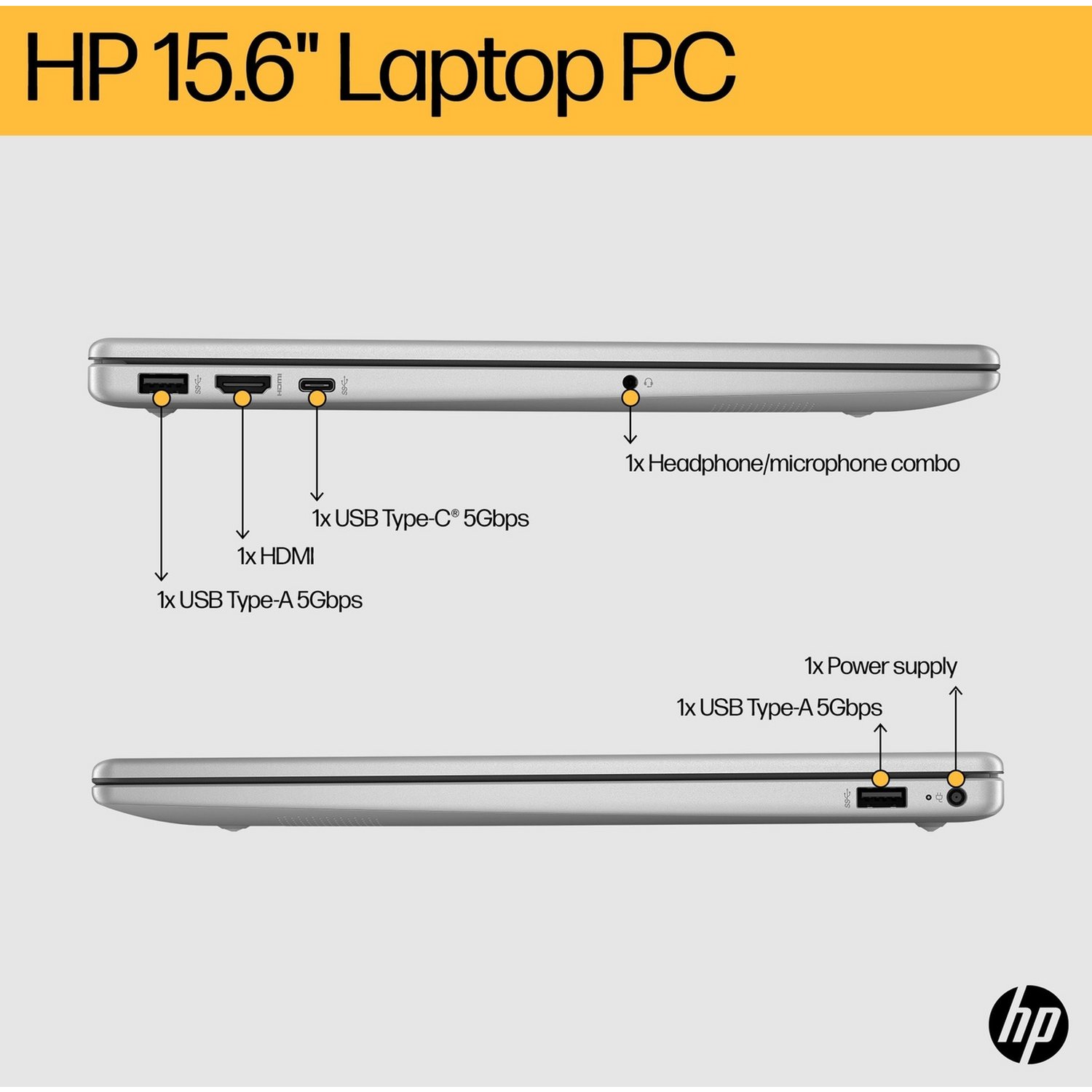 HP BM2U3EA 15.6in R5 16GB 512GB - Silver — 15.6" SVA, AMD Ryzen 5 7520U processor., Radeon ., 16 GB RAM, 512GB - Image 5